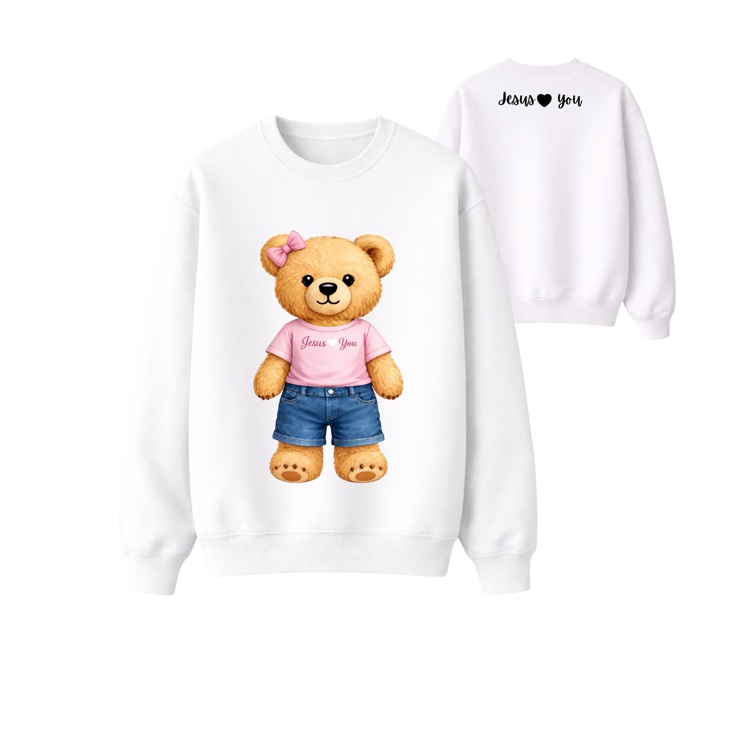 Jesus Loves You Teddy Bear Crewneck