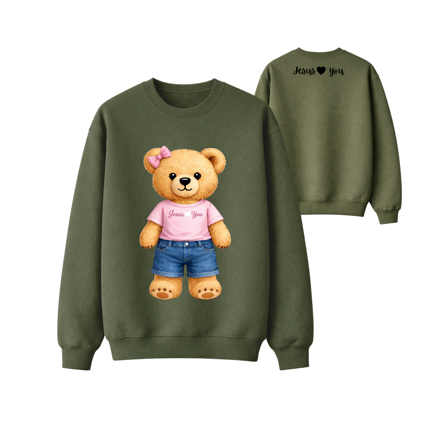 Jesus Loves You Teddy Bear Crewneck