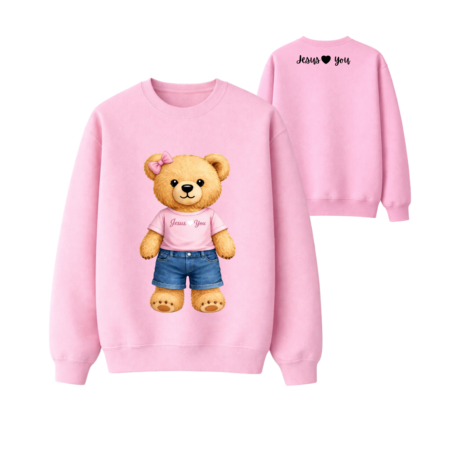 Jesus Loves You Teddy Bear Crewneck