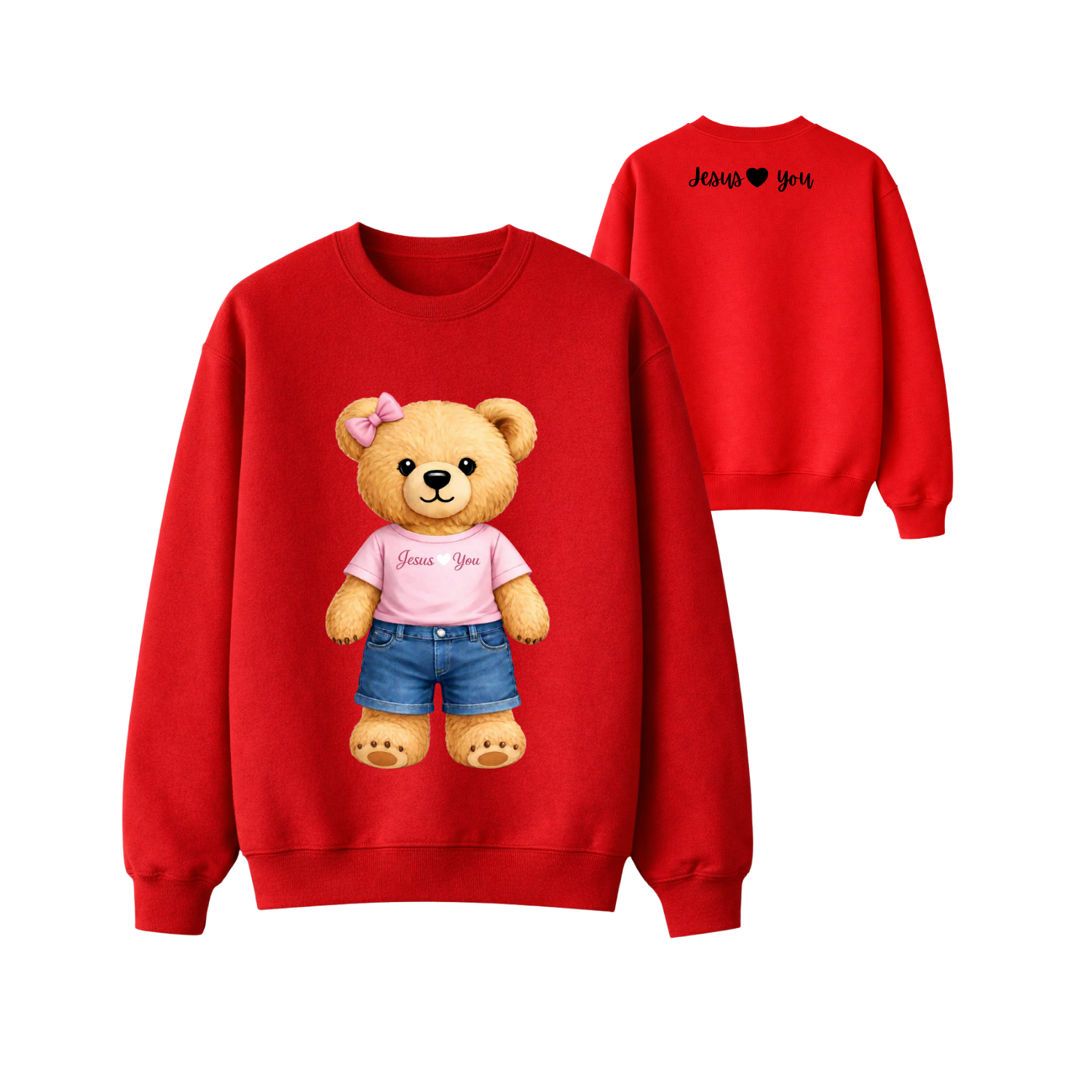 Jesus Loves You Teddy Bear Crewneck