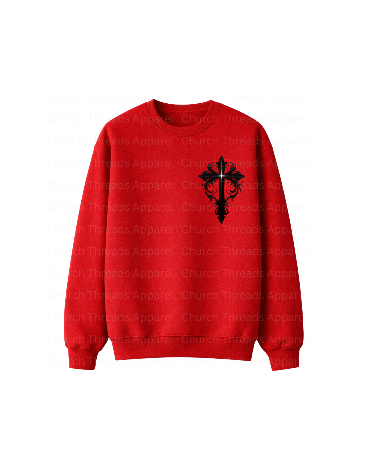 Black Ornate Cross Crewneck