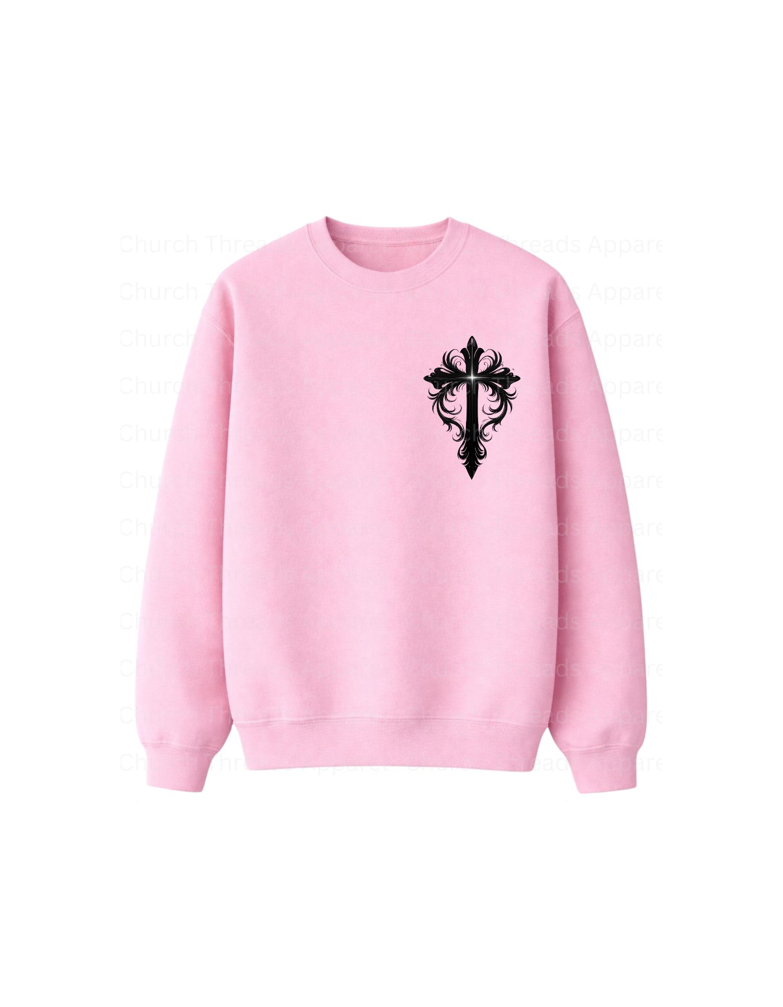 Black Ornate Cross Crewneck