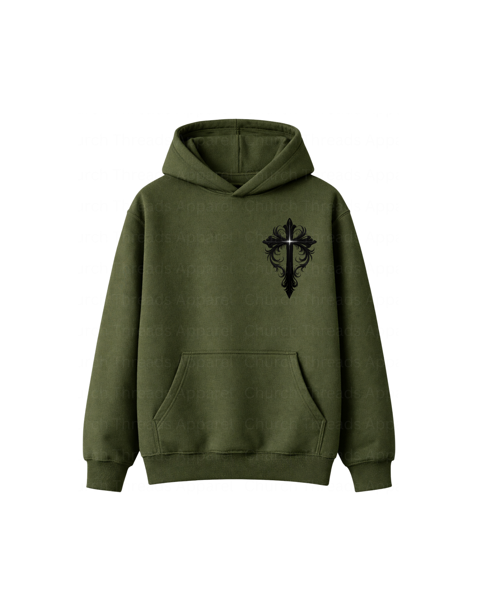 Black Ornate Cross Hoodie