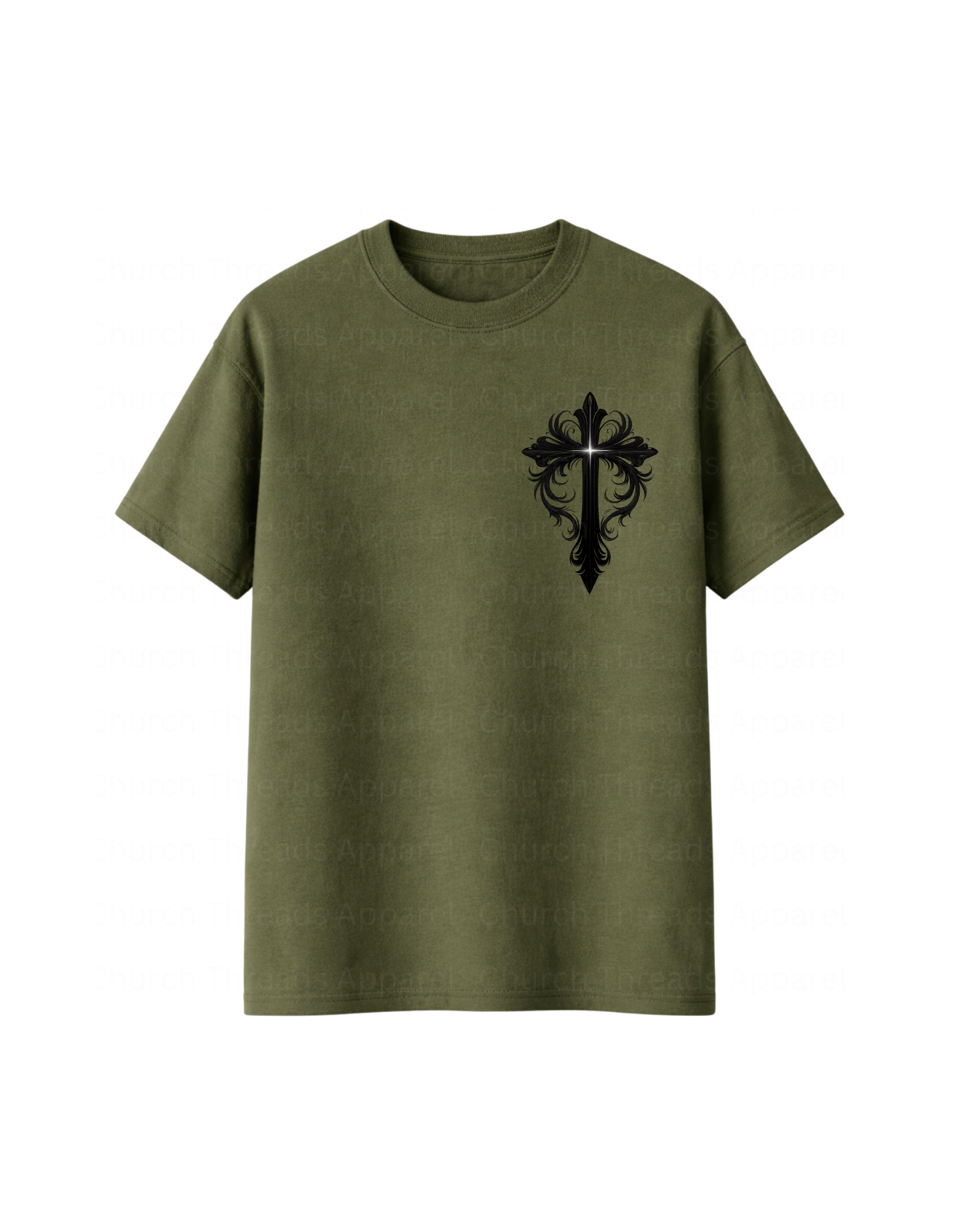 Black Ornate Cross Tee