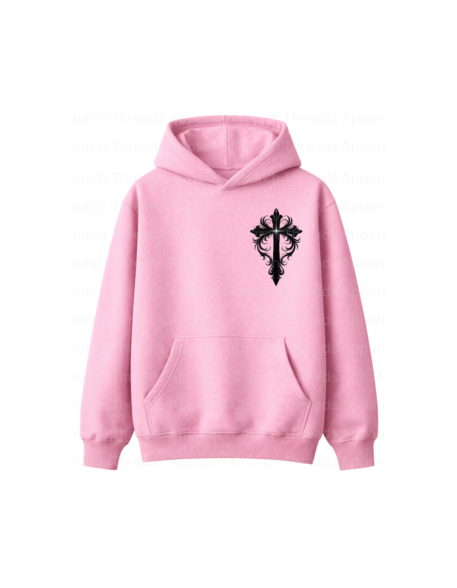 Black Ornate Cross Hoodie