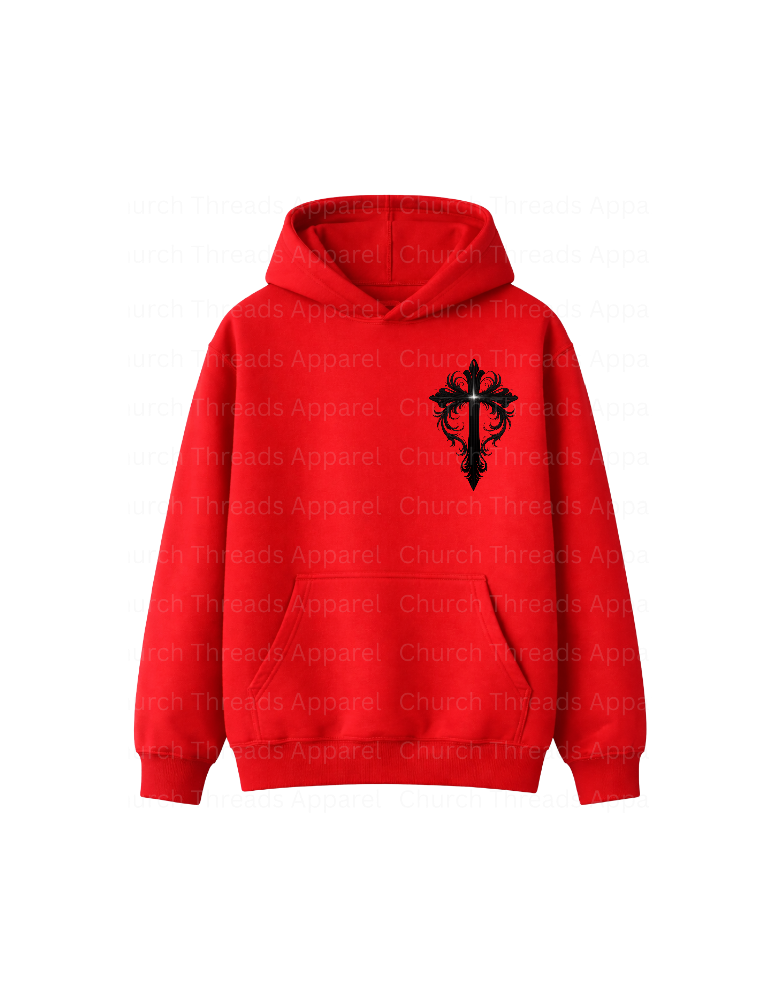 Black Ornate Cross Hoodie