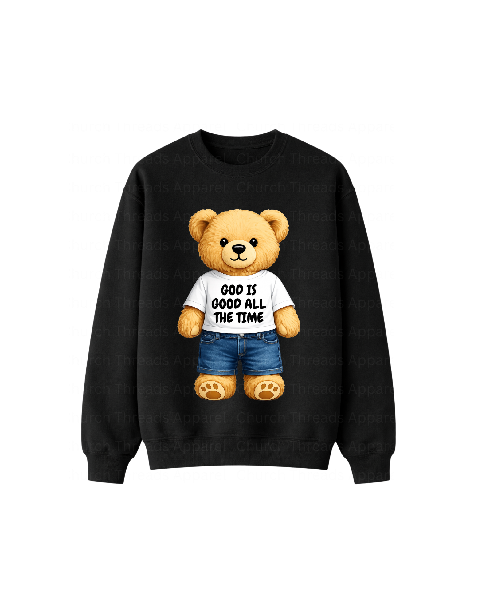 God is Good Teddy Bear Crewneck